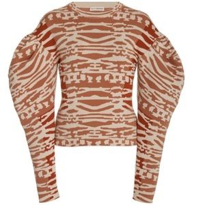 NWT Ulla Johnson Livia tigers eye jacquard pullover puff sleeve sweater